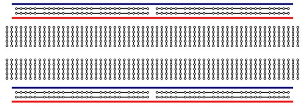 Схема соединений макетной поаты 840 отверстий. Long-breadboards